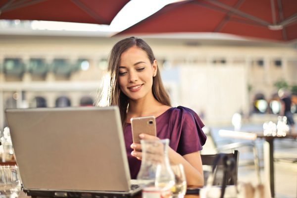 Girl looking at the phone